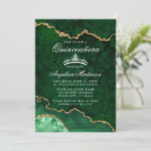Invitation Géode d'âge en marbre vert Quinceanera (Debout devant)