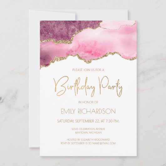 Invitation Géode d'âge en or rose Chaque année Anniversaire (Devant)