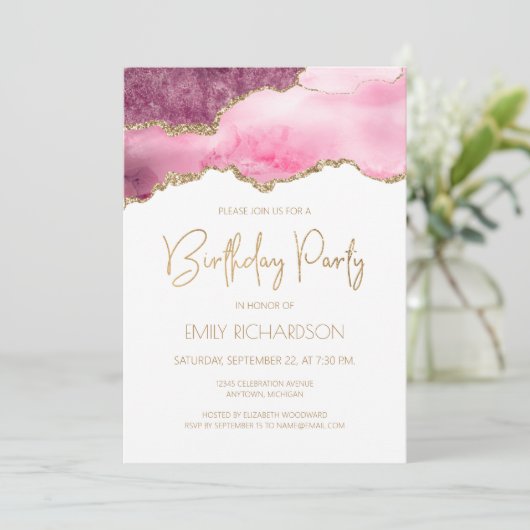 Invitation Géode d'âge en or rose Chaque année Anniversaire (Debout devant)