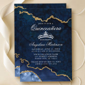 Invitation Géode d'âge marbré bleu Quinceanera