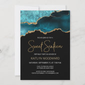 Invitation Géode d'âge Turquoise or foncé doux 16 fête d'anni (Devant)