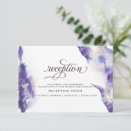 Invitation Géode d'aquarelle Améthyste moderne BarefootBride™ (Debout devant)