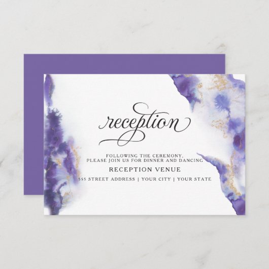 Invitation Géode d'aquarelle Améthyste moderne BarefootBride™ (Devant / Derrière)