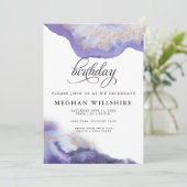 Invitation Géode d'aquarelle d'Améthyste (Debout devant)