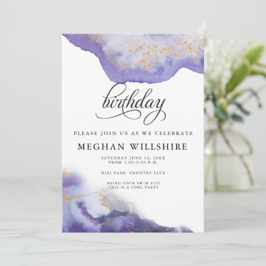 Invitation Géode d'aquarelle d'Améthyste (Debout devant)