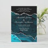 Invitation Géode de Parties scintillant en argent turquoise M (Debout devant)