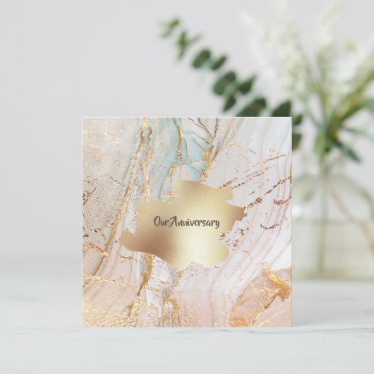 Invitation Géode en marbre doré DO-IT-YOURSELF soirée élégant (Debout devant)