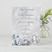 Invitation Géode et pierres précieuses en Mariage d'aquarelle (Debout devant)