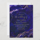 Invitation Geode géométrique Deep Blue Rose Gold Agate Mariag (Devant)