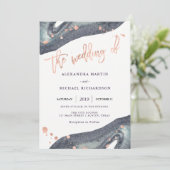 Invitation Géode gris et or Rose Faux| Mariage (Debout devant)