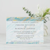 Invitation Géode Marbre Turquoise & Or (Debout devant)