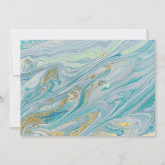 Invitation Géode Marbre Turquoise & Or (Dos)