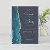 Invitation Géode Turquoise moderne Rubin Agate Mariage chic (Debout devant)