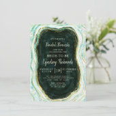 Invitation Géode turquoise Vert & Or Agate Géode Bridal Brunc (Debout devant)