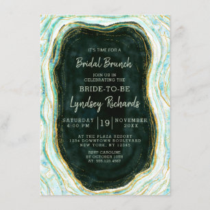 Invitation Géode turquoise Vert & Or Agate Géode Bridal Brunc