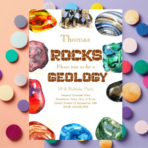 Invitation Géologie fête d'anniversaire roche gemstone