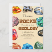 Invitation Géologie fête d'anniversaire roche gemstone (Devant)