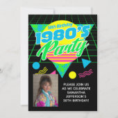 Invitation Geometric 1980s 80s 50th Photo Birthday Party (Devant)