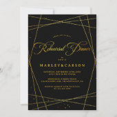 Invitation Geometric Black Tie Wedding Rehearsal Dinner (Devant)