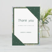 Invitation Geometric dark green gold sparkle Thank You (Debout devant)