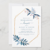 Invitation Geometric Dusty Blue Elegant Rehearsal Dinner (Devant)