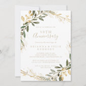 Invitation Geometric Gold Greenery 50e anniversaire de mariag (Devant)