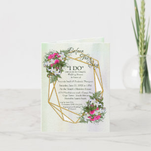 Invitation Géometric Goldglitter Flower Bouquet Couple Shower