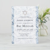 Invitation Geometric Indigo Pattern Watercolor Bar Mitzvah (Debout devant)