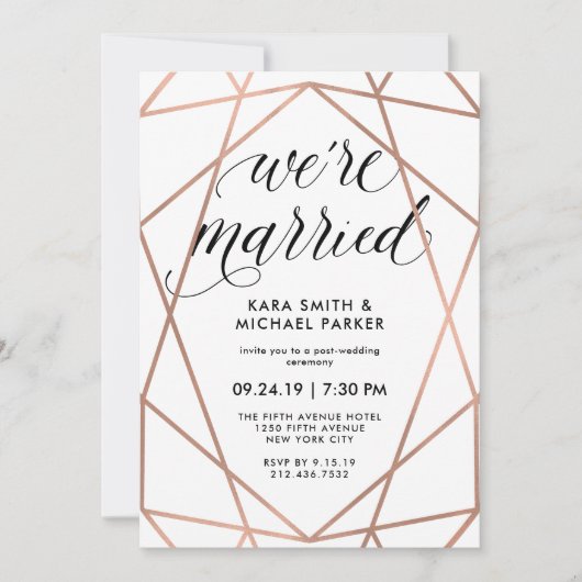 Invitation Geometric Nous sommes mariés | Fête de mariage (Devant)