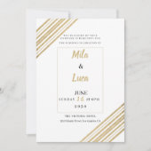 Invitation Geometric white and gold typography Wedding (Devant)