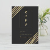 Invitation Geometrical black gold typography RSVP (Debout devant)
