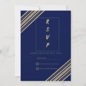 Invitation Geometrical navy blue gold typography RSVP  (Devant)