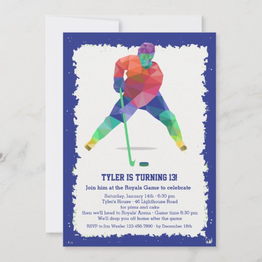 Invitation Géométrie du hockey (Devant)