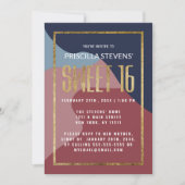 Invitation Géométrie en or bleu rose Abstrait moderne 16 (Devant)