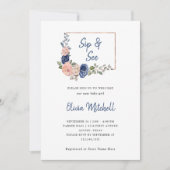 Invitation Géométrie florale de la marine et de la marine| Si (Devant)