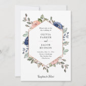 Invitation Géométrie florale de la marine | Mariage (Devant)