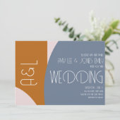 Invitation Géométrie moderne Mariage en terre cuite rose (Debout devant)