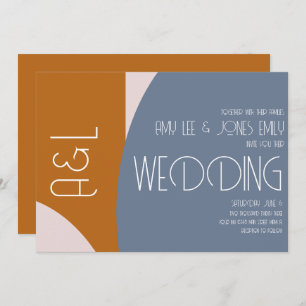 Invitation Géométrie moderne Mariage en terre cuite rose