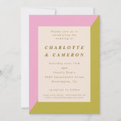 Invitation Géométrie moderne rose vert tout en un Mariage (Devant)