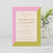 Invitation Géométrie moderne rose vert tout en un Mariage (Debout devant)
