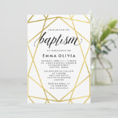 Invitation Géométrie moderne sur Baptême blanc | Faux Gold Lo (Debout devant)