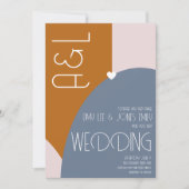 Invitation Géométrie moderne Terracotta Mariage bleu rose (Devant)