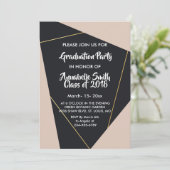 Invitation Géométrie rose noir & or (Debout devant)