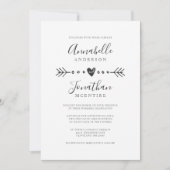 Invitation Géométrie simple Coeur et Flèche Mariage gris fonc (Devant)