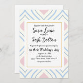 Invitation géométrique Abstraite, bleue, rose et blanc cassé (Devant / Derrière)