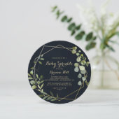 Invitation Géométrique Bleu Bleu Vert Bébé Parsemer (Debout devant)