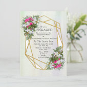 Invitation Géométrique - Bouquet de Parties scintillant d'or (Debout devant)