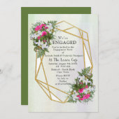 Invitation Géométrique - Bouquet de Parties scintillant d'or (Devant / Derrière)