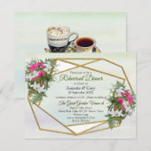 Invitation Géométrique - Bouquet de Parties scintillant d'or (Devant / Derrière)