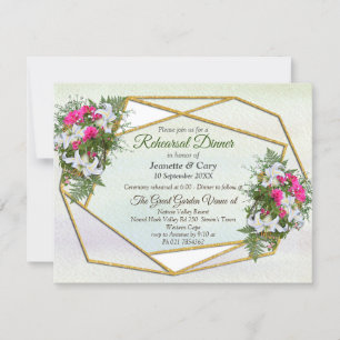 Invitation Géométrique - Bouquet de Parties scintillant d'or